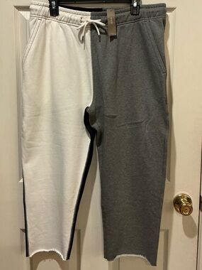 J. Crew NWT Color Block Cropped Sweat Pants Womans Leisure Beach Gym Size Large
